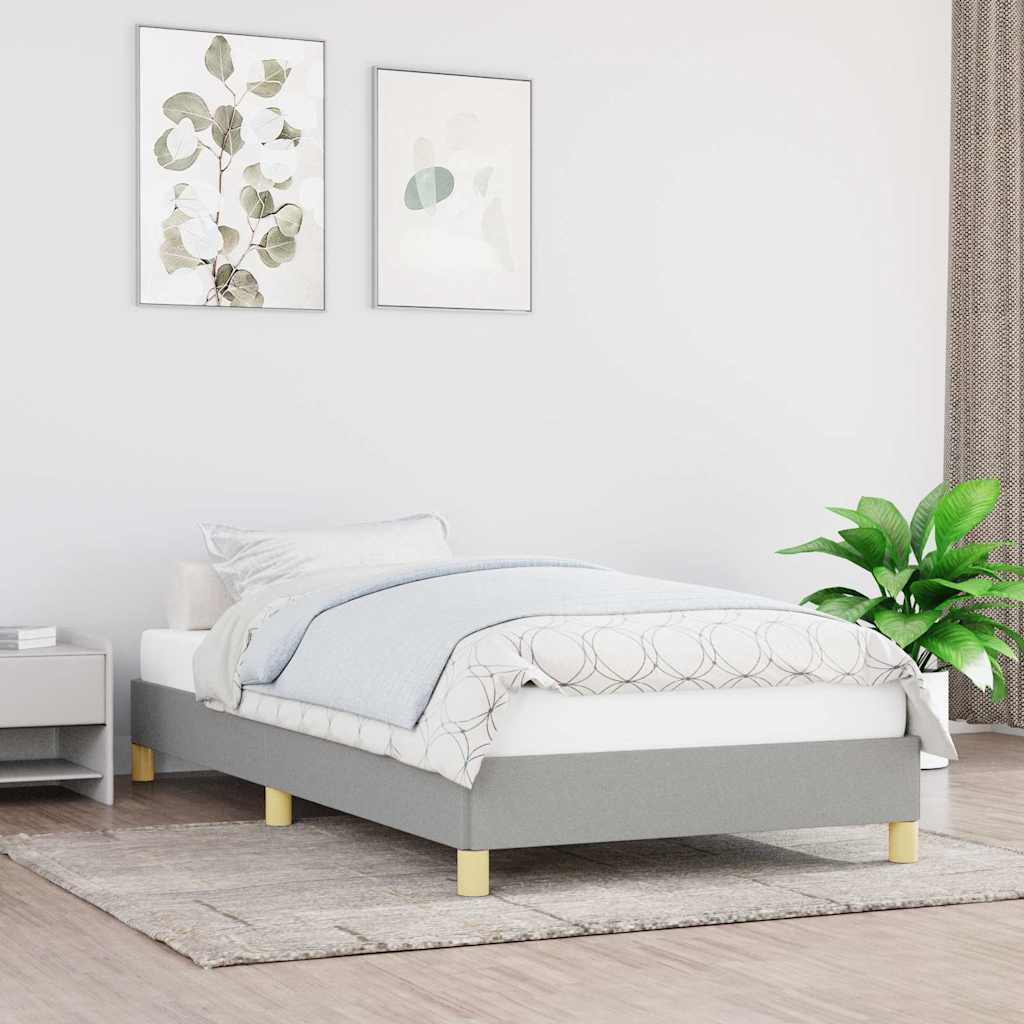 vidaXL Bed Frame without Mattress Light Grey 90x190 cm Single Single Fabric 1