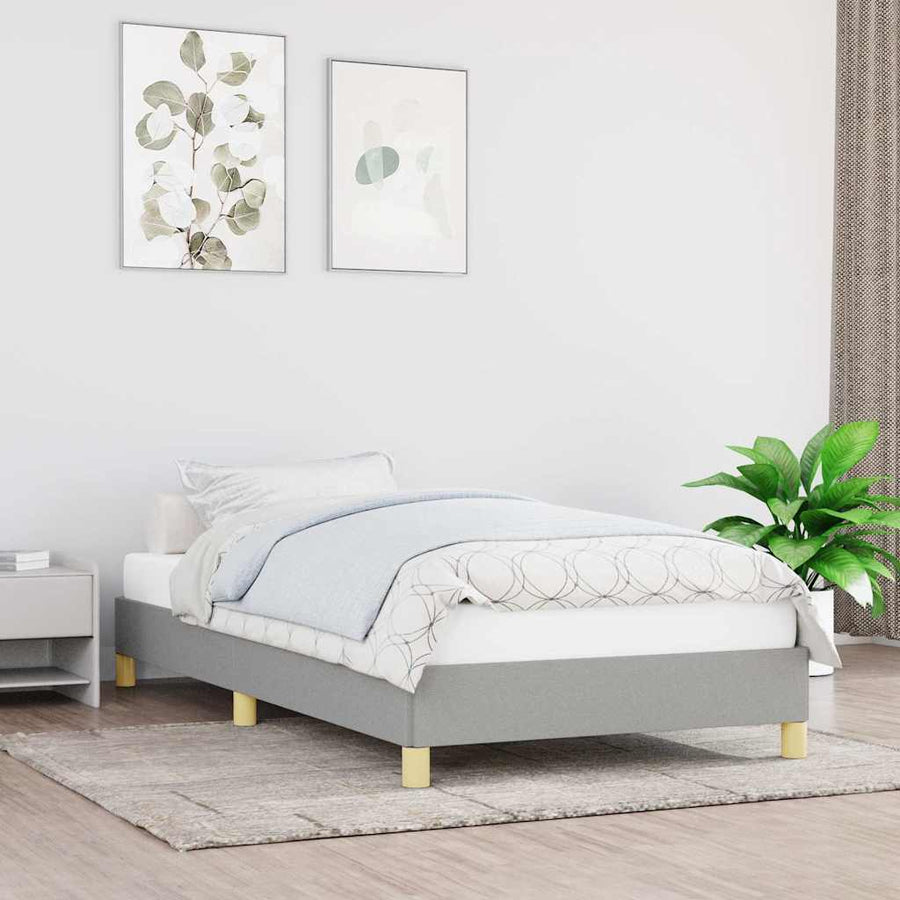 vidaXL Bed Frame without Mattress Light Grey 90x190 cm Single Single Fabric 1