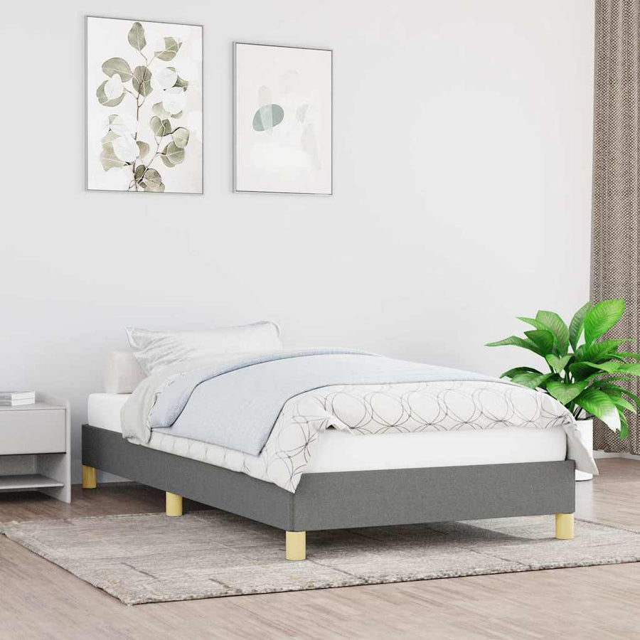 vidaXL Bed Frame without Mattress Dark Grey 90x190 cm Single Single Fabric 1