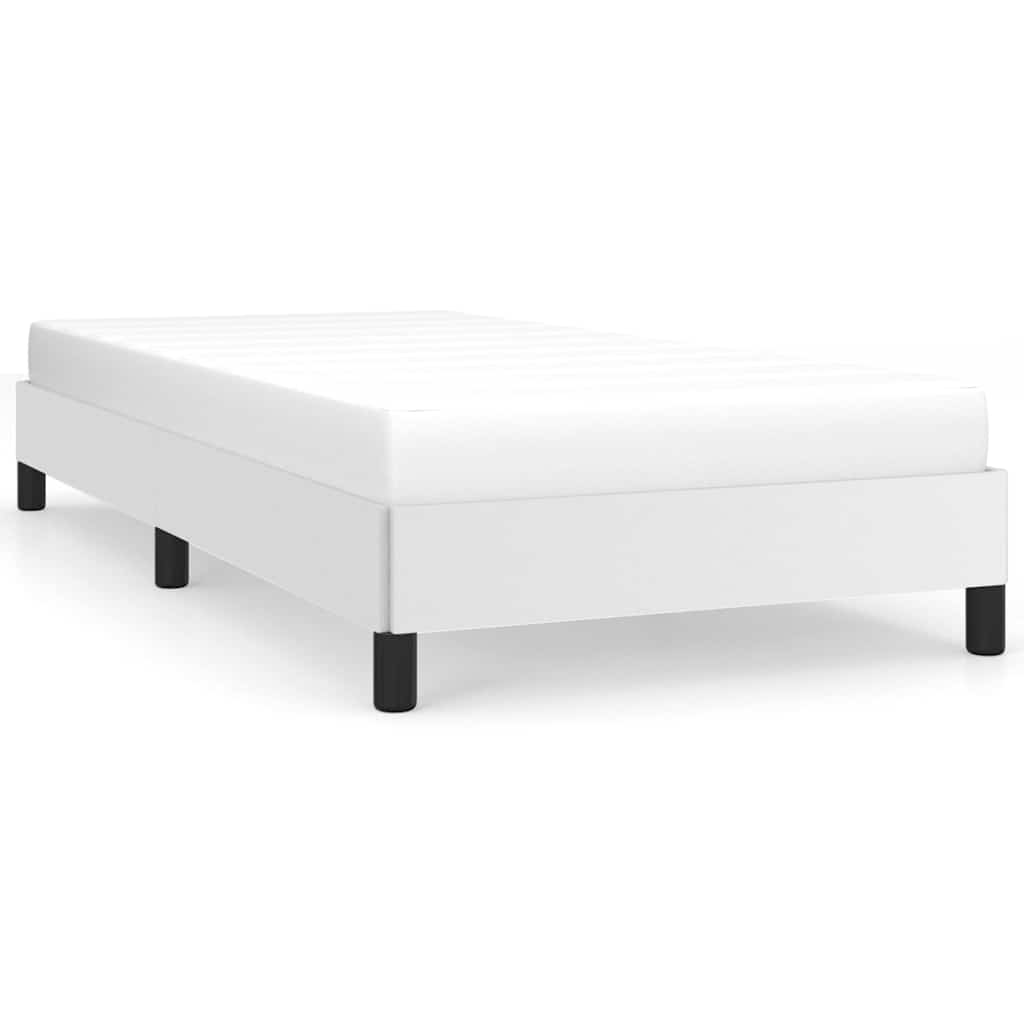 vidaXL Bed Frame without Mattress White 90x190 cm Single Single Faux Leather 2