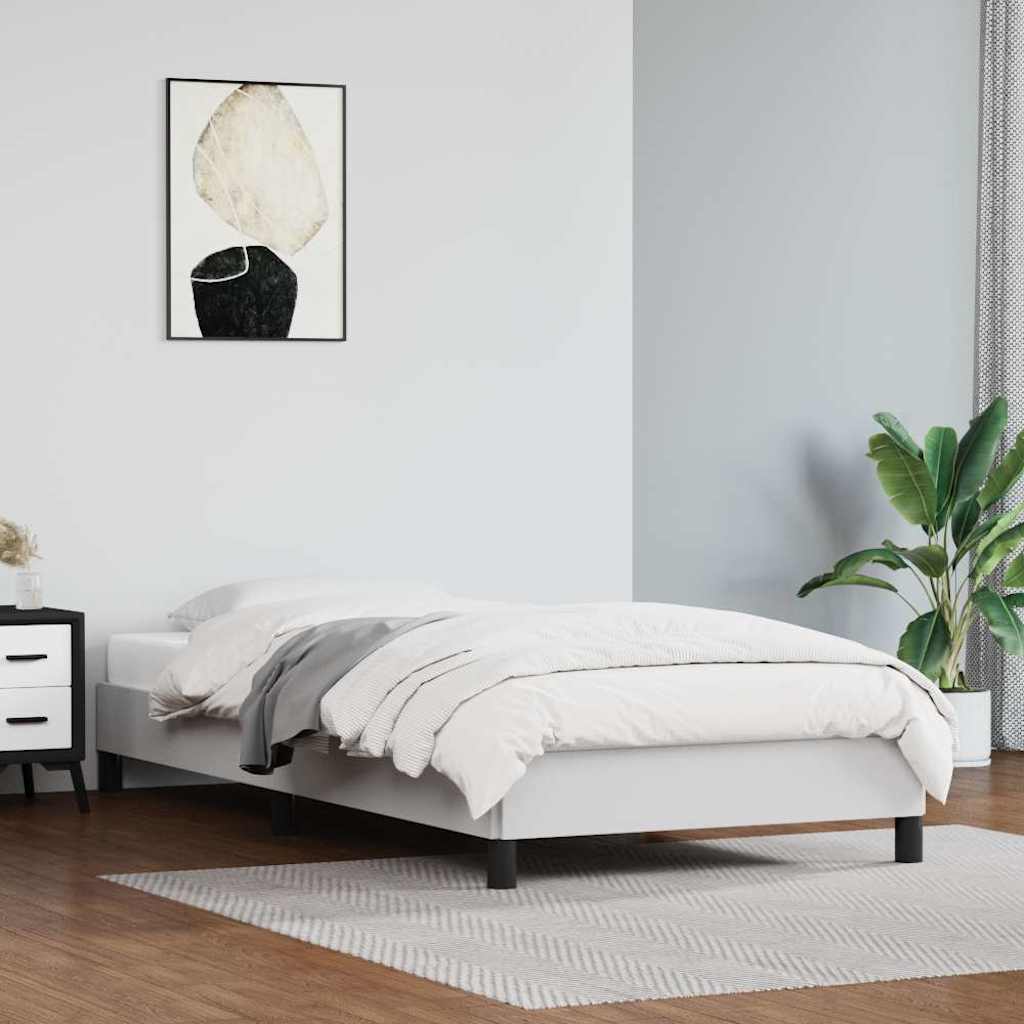 vidaXL Bed Frame without Mattress White 90x190 cm Single Single Faux Leather 1