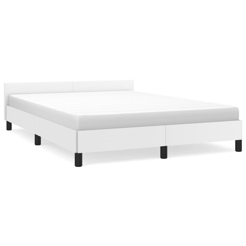 Bed Frame with Headboard White 180x200cm Super King Faux Leather