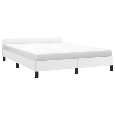 Bed Frame with Headboard White 180x200cm Super King Faux Leather