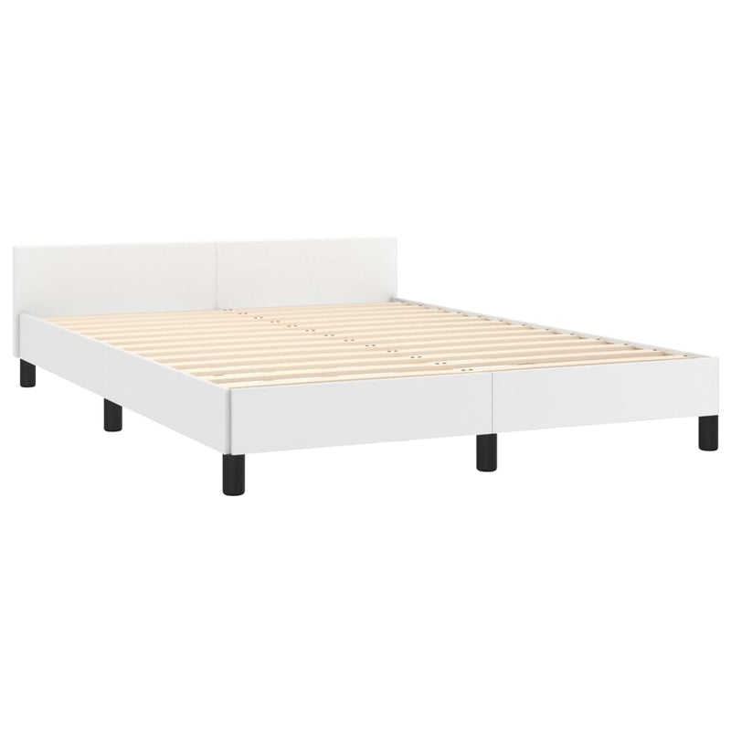 Bed Frame with Headboard White 180x200cm Super King Faux Leather