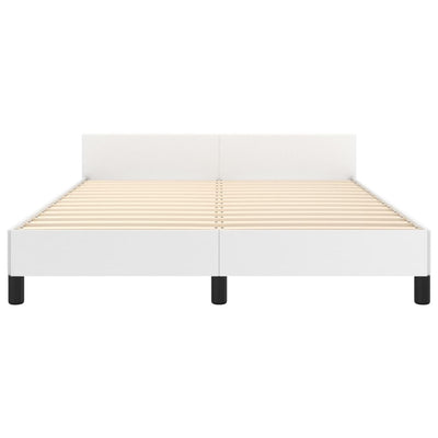 Bed Frame with Headboard White 180x200cm Super King Faux Leather