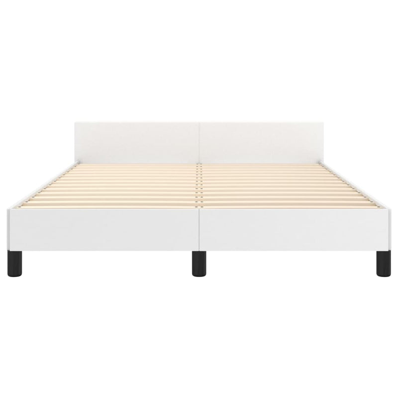 Bed Frame with Headboard White 180x200cm Super King Faux Leather