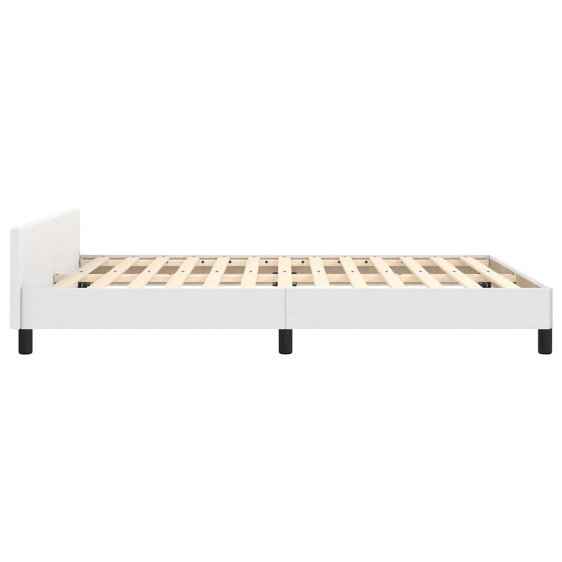 Bed Frame with Headboard White 180x200cm Super King Faux Leather