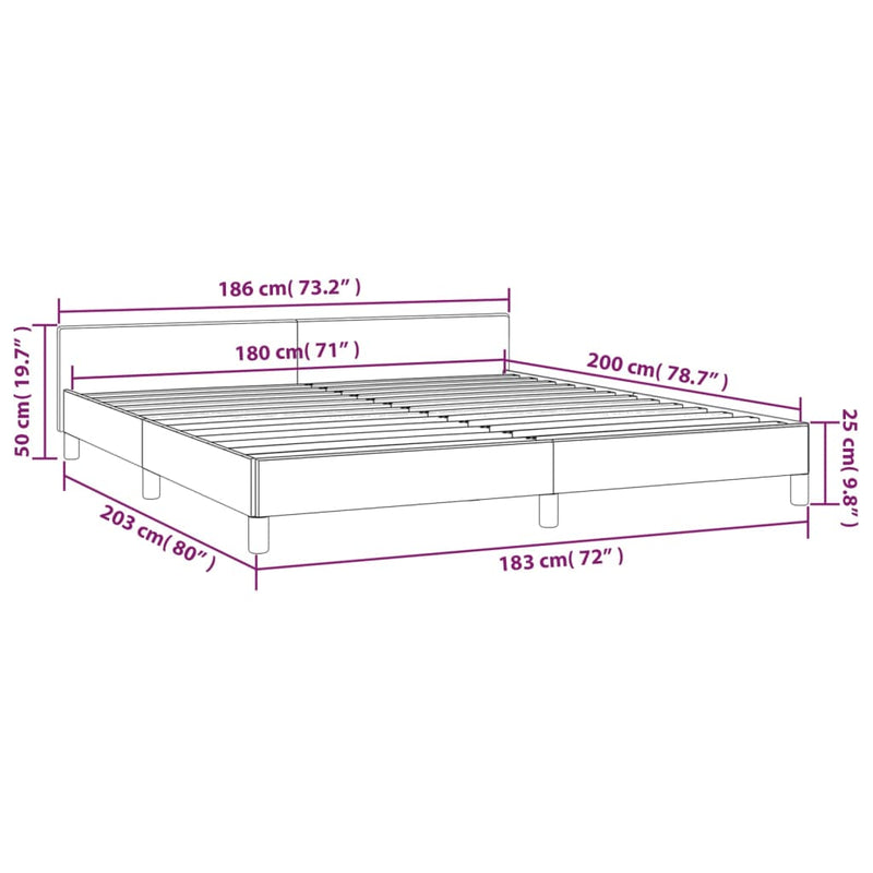 Bed Frame with Headboard White 180x200cm Super King Faux Leather