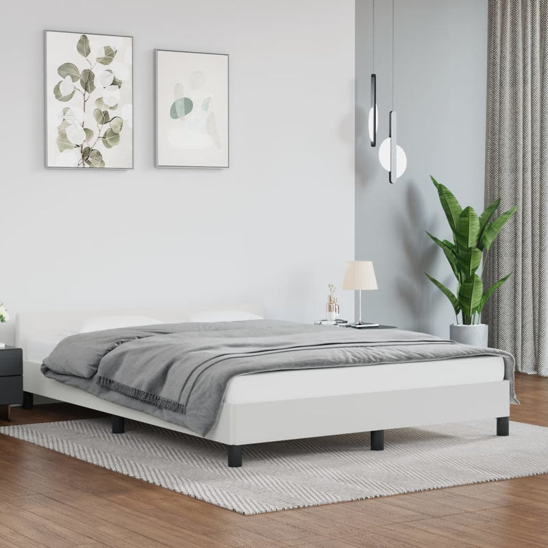 Bed Frame with Headboard White 180x200cm Super King Faux Leather