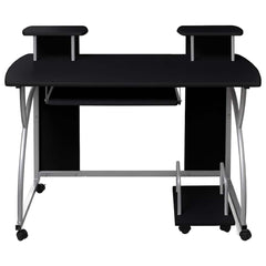 vidaXL Computer Desk Black 110x52x88.5 cm Engineered Wood 2