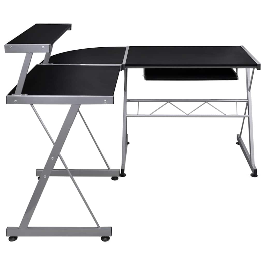 vidaXL Corner Computer Desk Black 132x112x99 cm Engineered Wood 3