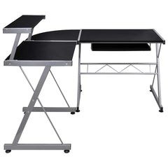 vidaXL Corner Computer Desk Black 132x112x99 cm Engineered Wood 3