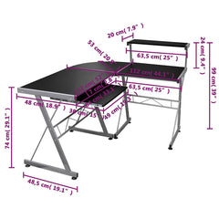 vidaXL Corner Computer Desk Black 132x112x99 cm Engineered Wood 6