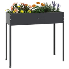 vidaXL Garden Planter Anthracite 100.5x40.5x90 cm Galvanised Steel 3