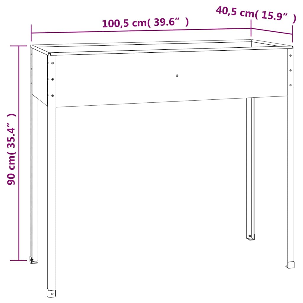 vidaXL Garden Planter Anthracite 100.5x40.5x90 cm Galvanised Steel 6