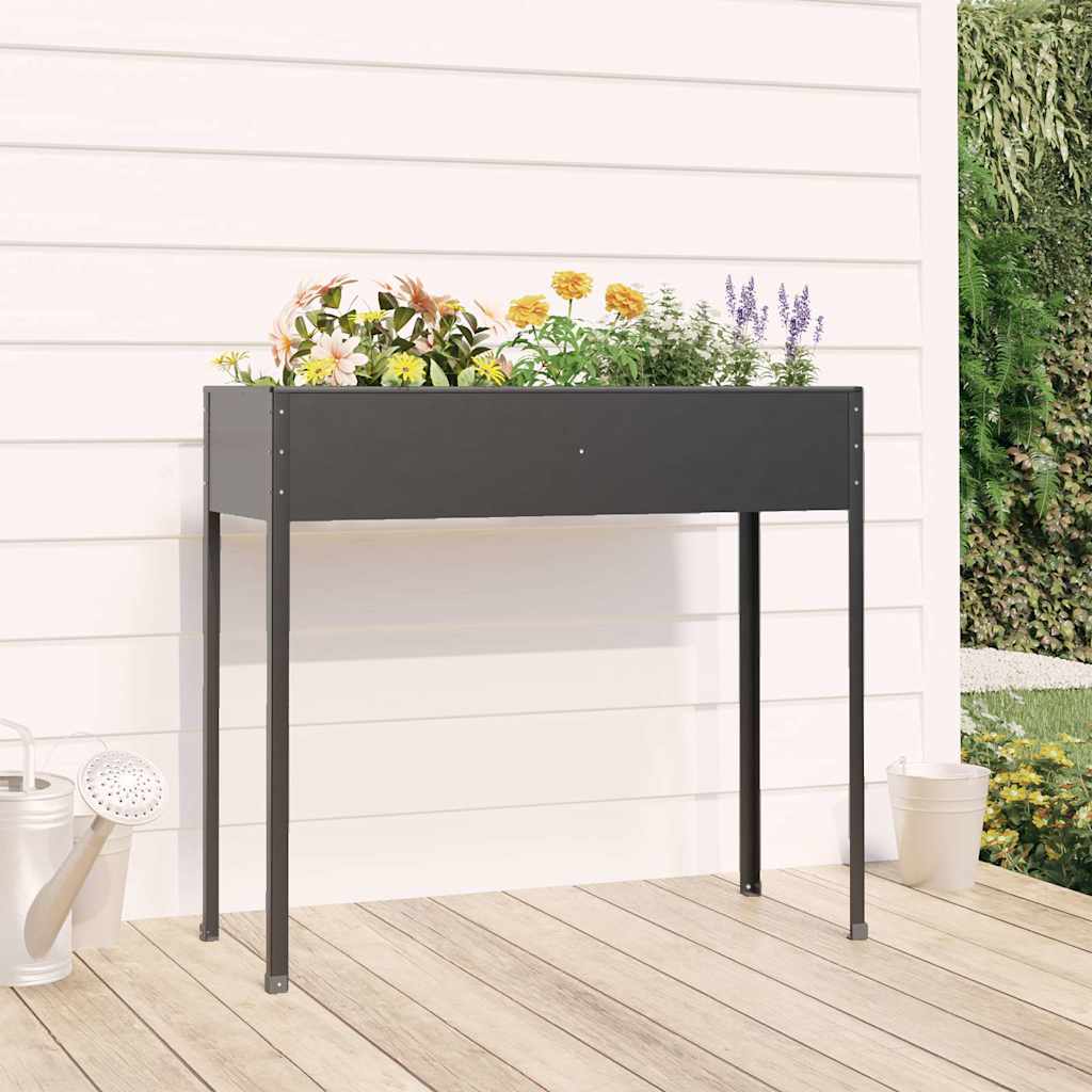 vidaXL Garden Planter Anthracite 100.5x40.5x90 cm Galvanised Steel 1