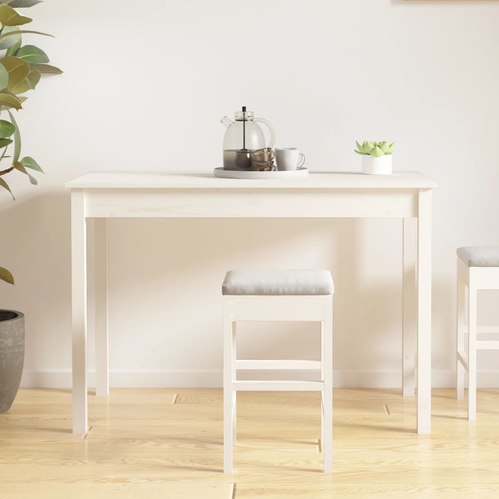 vidaXL Dining Table White 110x55x75 cm Solid Wood Pine 5