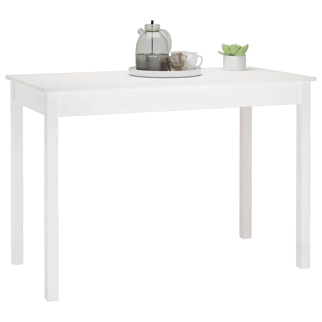 vidaXL Dining Table White 110x55x75 cm Solid Wood Pine 6