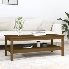 vidaXL Coffee Table | Honey brown | Solid pinewood | Medium | Storage 1