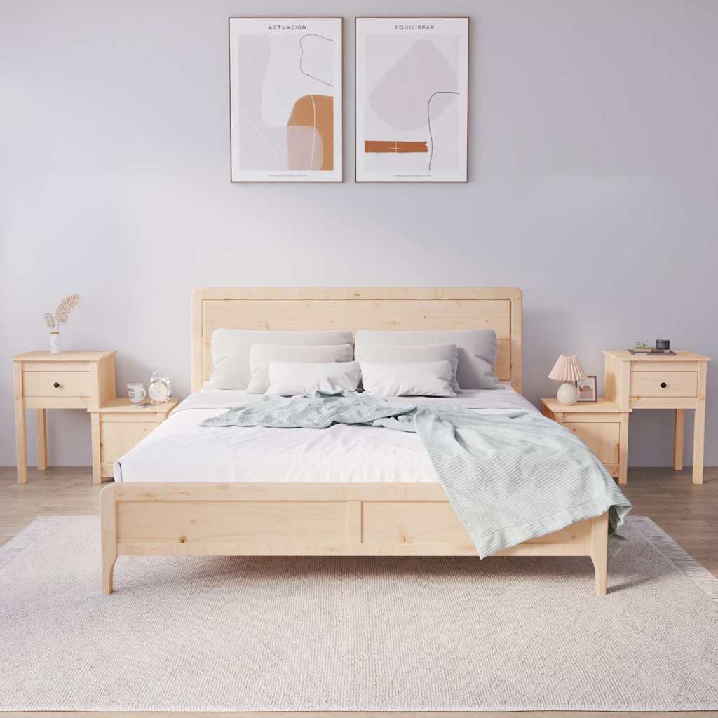vidaXL Bedside Cabinet | Set of 2 | Pine | Solid pine wood | Standard 1
