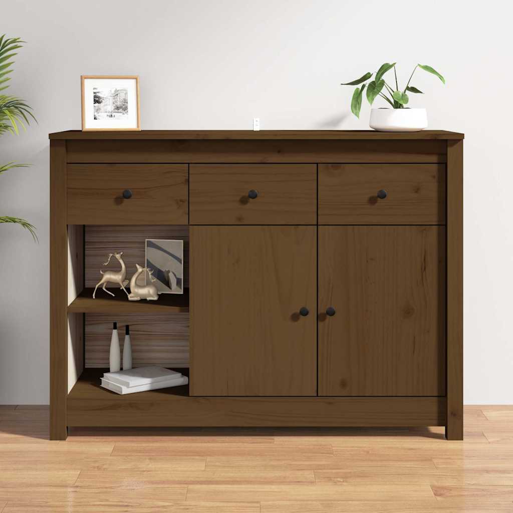 vidaXL Sideboard Honey Brown 100x35x74 cm Solid Wood Pine 1
