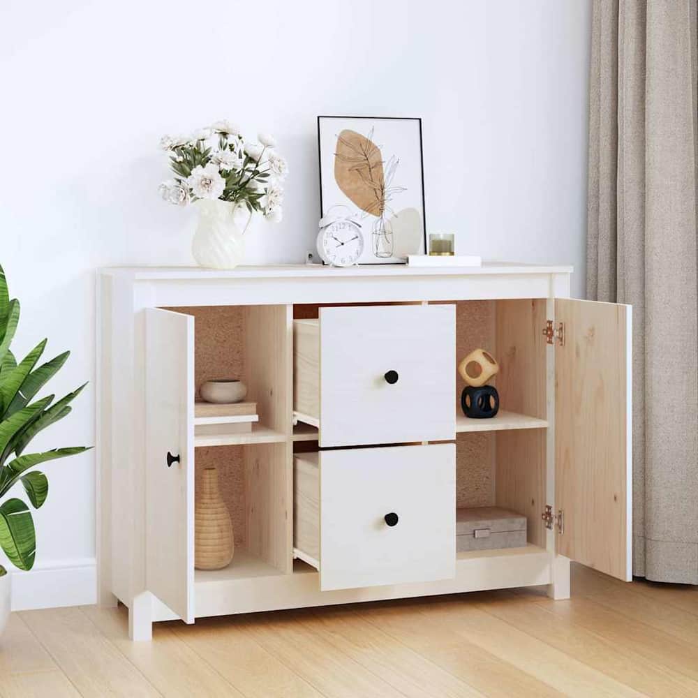 Sideboard 100x35x74 cm Solid Wood Pine White