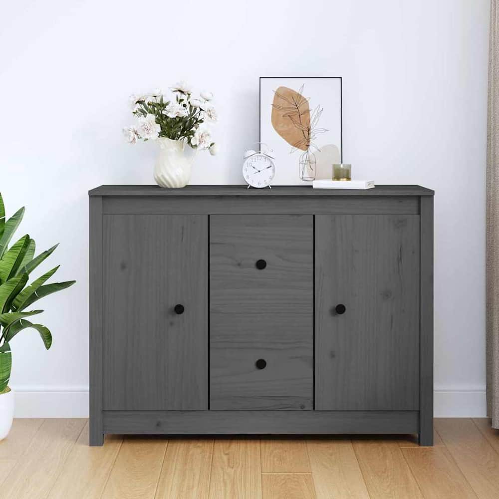 Sideboard 100x35x74 cm Solid Wood Pine Grey