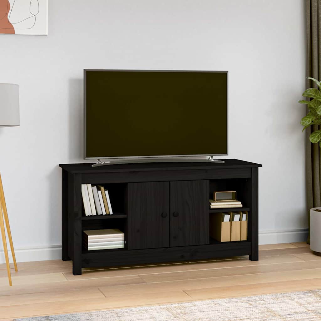 vidaXL TV Cabinet Black 103x36,5x52 cm Solid Wood Pine 1