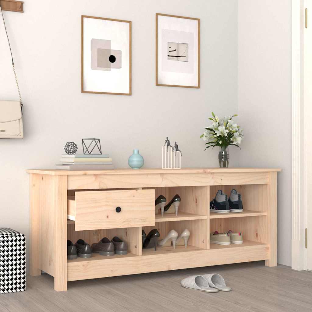 vidaXL Shoe Cabinet 110x38x45.5 cm Solid Wood Pine 6