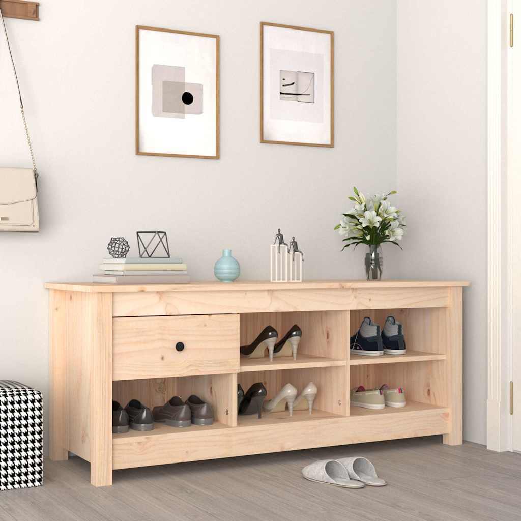 vidaXL Shoe Cabinet 110x38x45.5 cm Solid Wood Pine 1