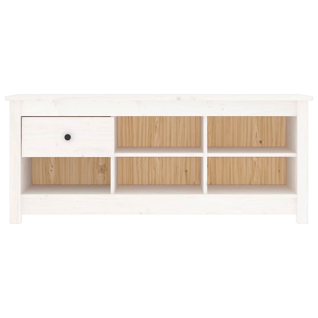 vidaXL Shoe Cabinet White 110x38x45.5 cm Solid Wood Pine 3