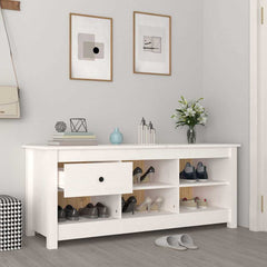 vidaXL Shoe Cabinet White 110x38x45.5 cm Solid Wood Pine 6