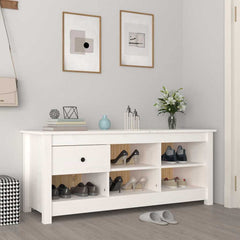 vidaXL Shoe Cabinet White 110x38x45.5 cm Solid Wood Pine 1