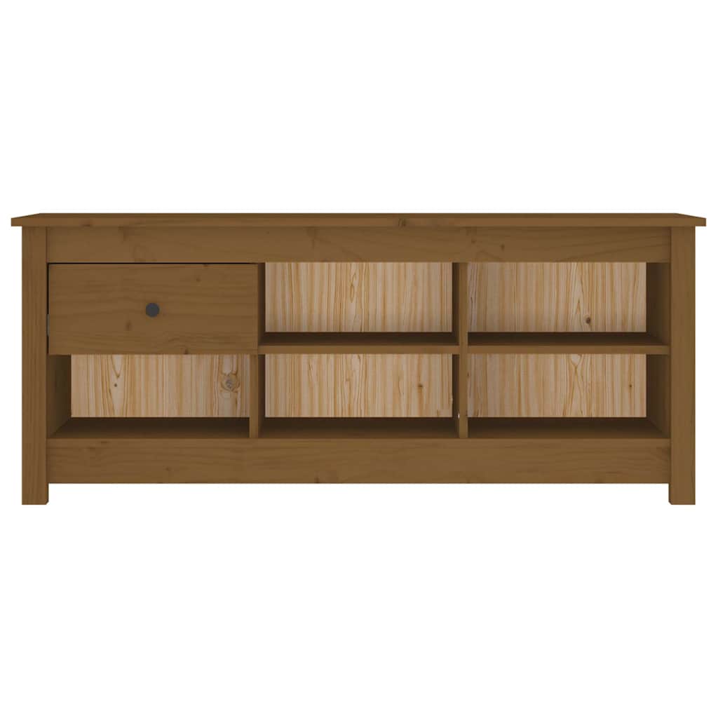 vidaXL Shoe Cabinet Honey Brown 110x38x45.5 cm Solid Wood Pine 3