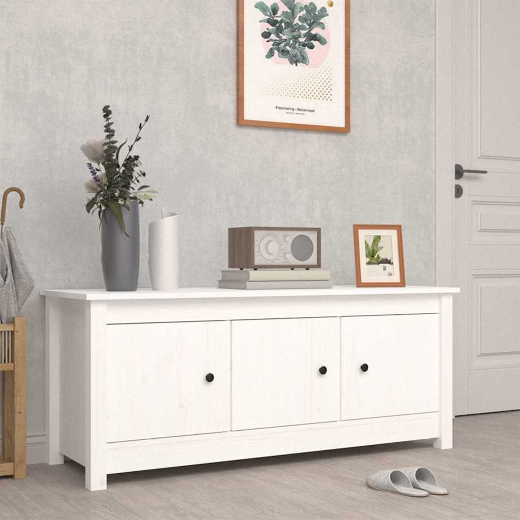 vidaXL Shoe Cabinet White 110x38x45.5 cm Solid Wood Pine 1