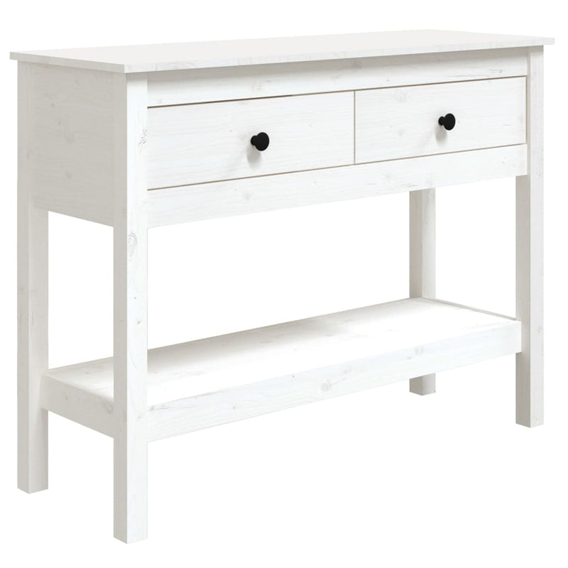 Console Table White 100x35x75 cm Solid Wood Pine