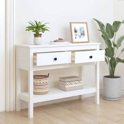 Console Table White 100x35x75 cm Solid Wood Pine