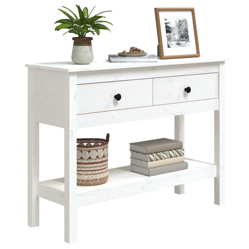 Console Table White 100x35x75 cm Solid Wood Pine