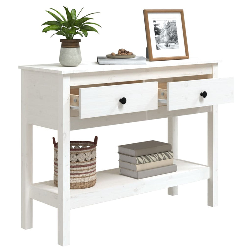 Console Table White 100x35x75 cm Solid Wood Pine