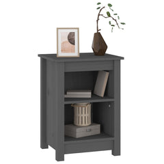 vidaXL Bedside Cabinet Grey 40x35x55 cm Solid Wood Pine 5