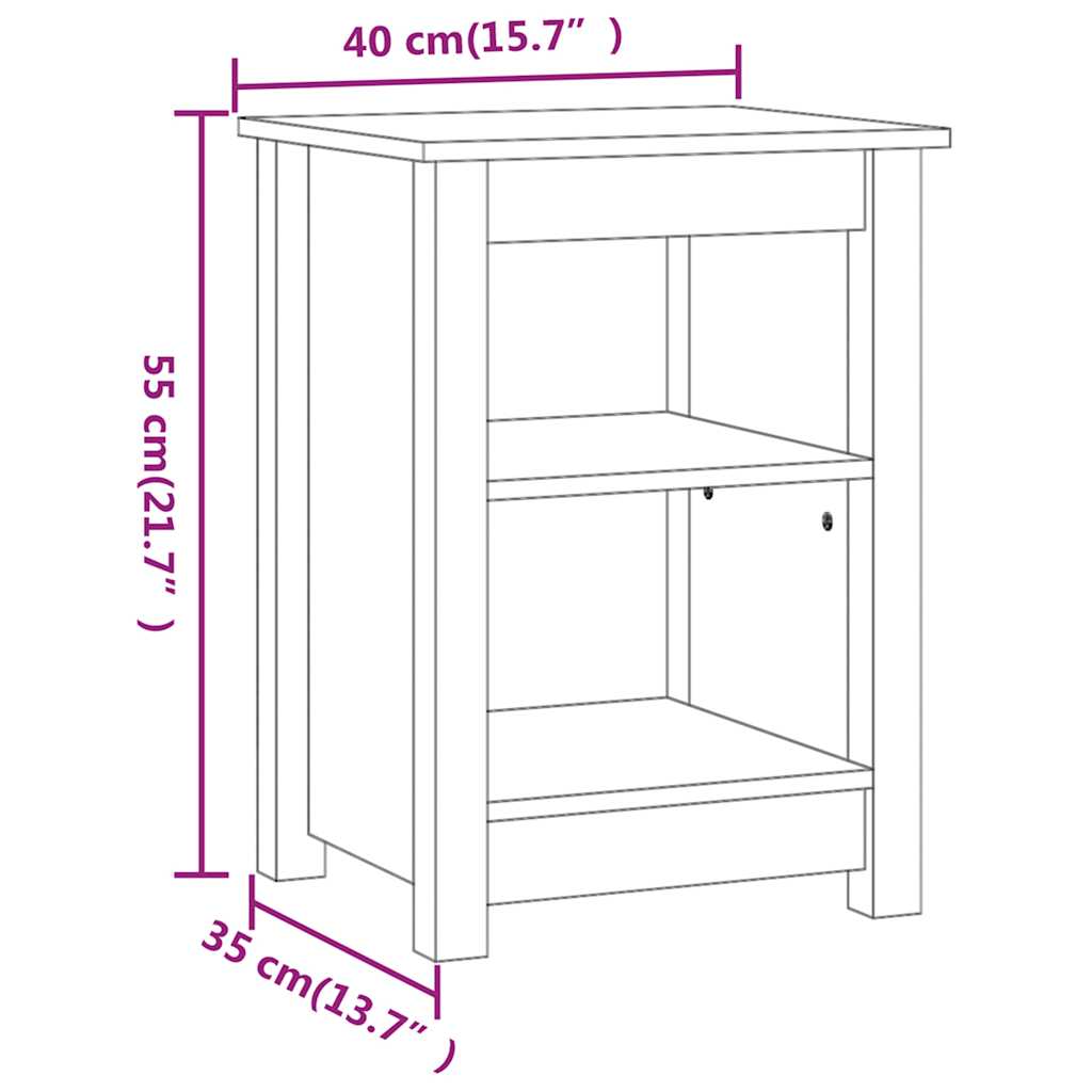 vidaXL Bedside Cabinet Grey 40x35x55 cm Solid Wood Pine 6