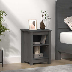 vidaXL Bedside Cabinet Grey 40x35x55 cm Solid Wood Pine 1