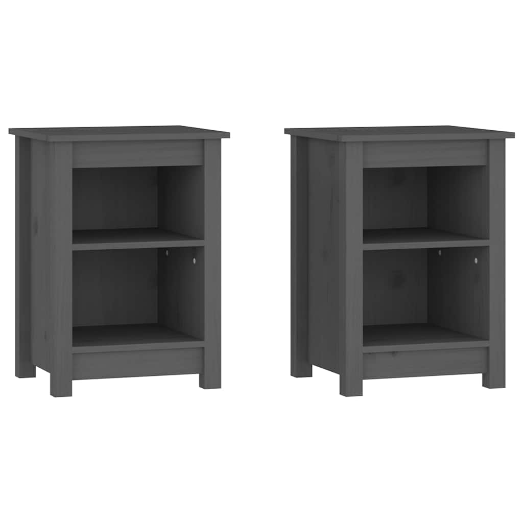 vidaXL Bedside Cabinet | Set of 2 | Grey | Solid pine wood | 40x35x55 cm 2