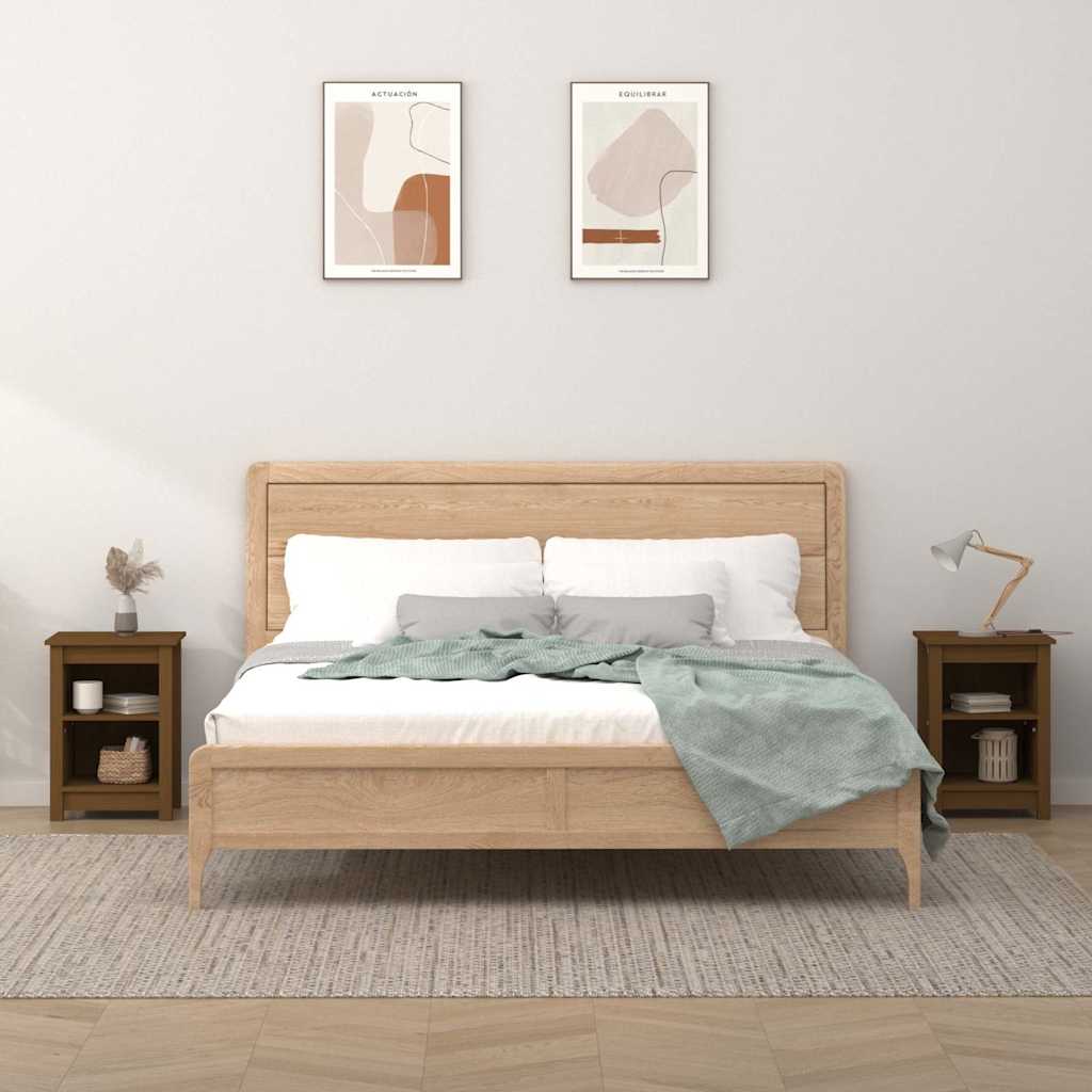 vidaXL Bedside Cabinets 2 pcs Honey Brown 40x35x55 cm Solid Wood Pine 1