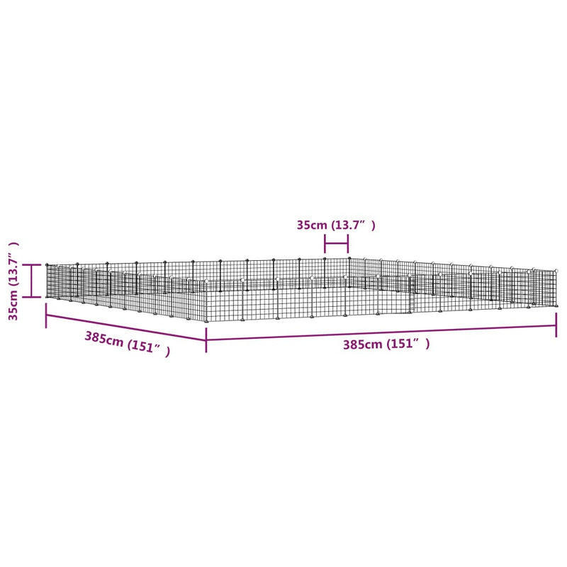 44-Panel Pet Cage with Door Black 35x35 cm Steel