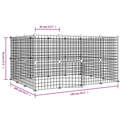 Jaula para mascotas de 28 paneles con puerta de acero, color negro, 35 x 35 cm