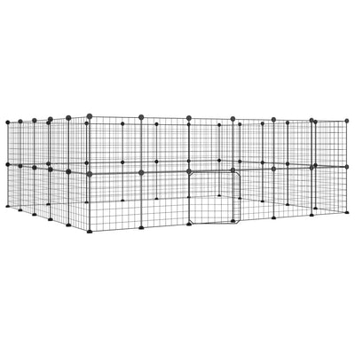 44-Panel Pet Cage with Door Black 35x35 cm Steel