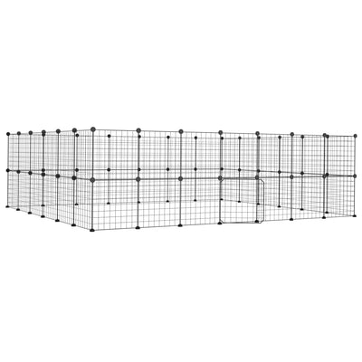 52-Panel Pet Cage with Door Black 35x35 cm Steel