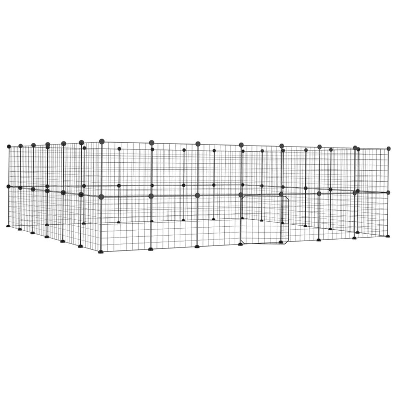 52-Panel Pet Cage with Door Black 35x35 cm Steel