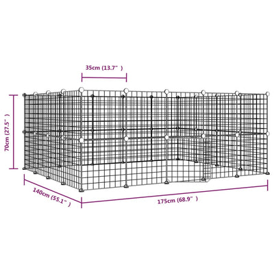 52-Panel Pet Cage with Door Black 35x35 cm Steel